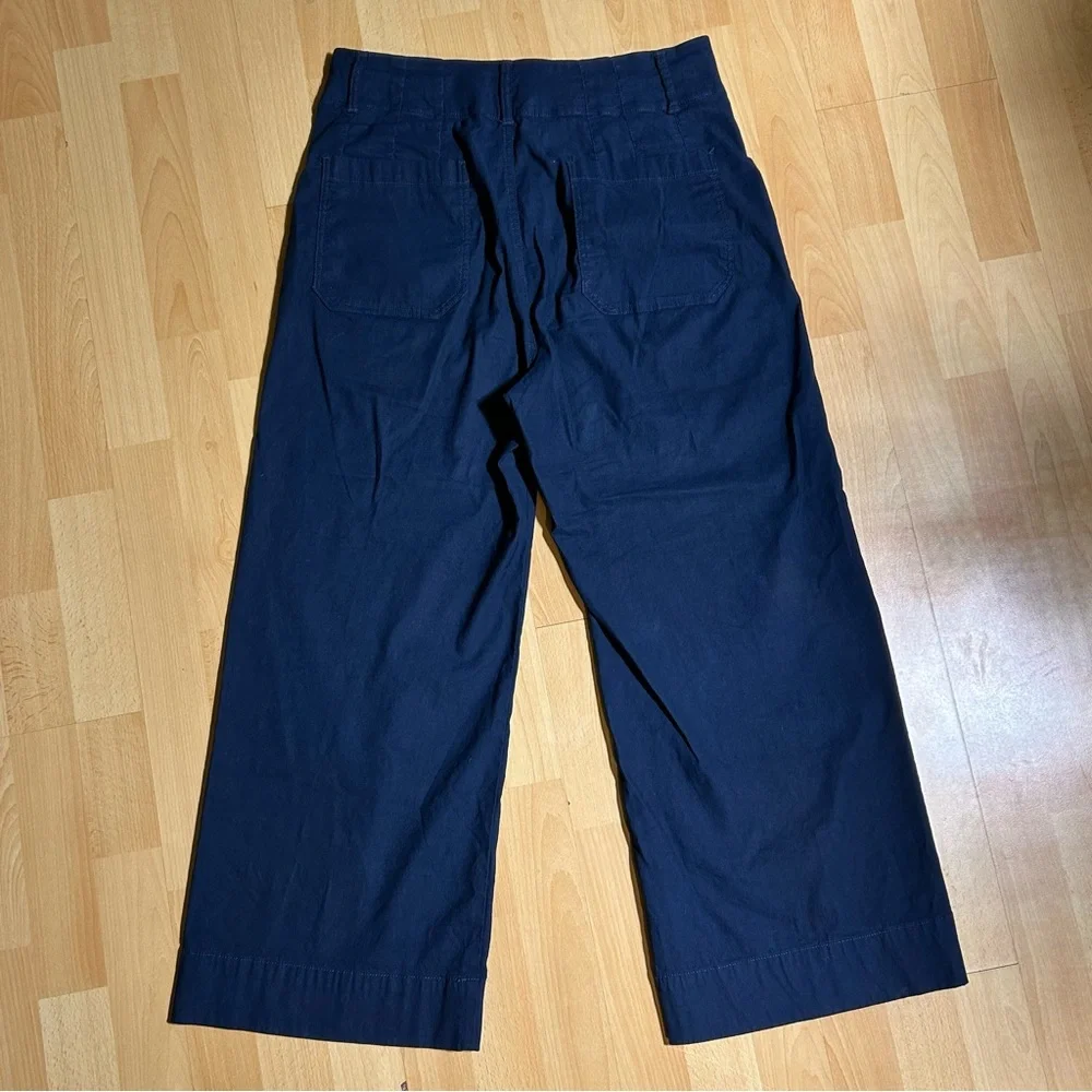 Anthropologie Maeve Colette The Magic Fabric Crop Wide Leg Pant Navy Blue 32 - Picture 10 of 13